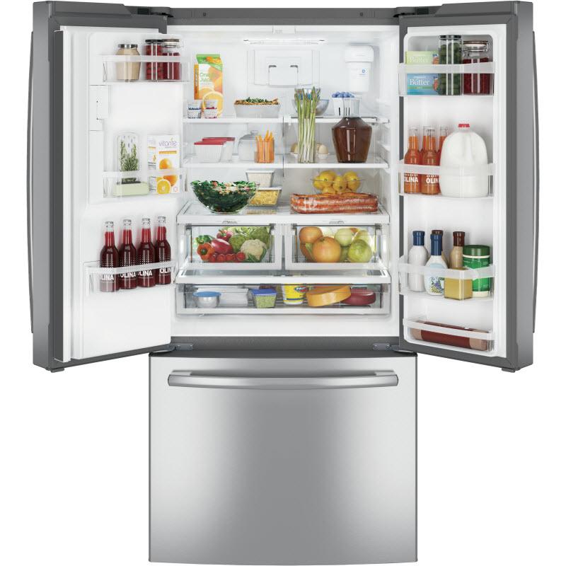 GE 33-inch, 23.8 cu. ft. French 3-Door Refrigerator with Ice and Water GFE24JSKSS IMAGE 3