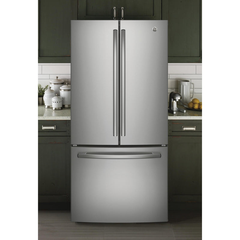GE 33-inch, 24.8 cu. ft. French 3-Door Refrigerator with Ice and Water GNE25JSKSS IMAGE 2