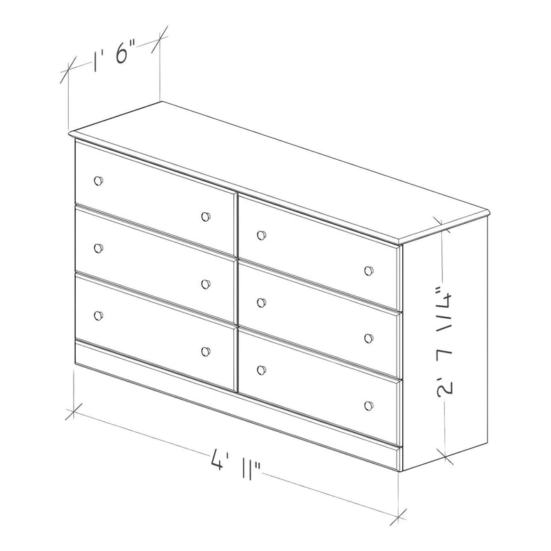 Perdue Woodworks Black 6-Drawer Dresser 5586 IMAGE 3