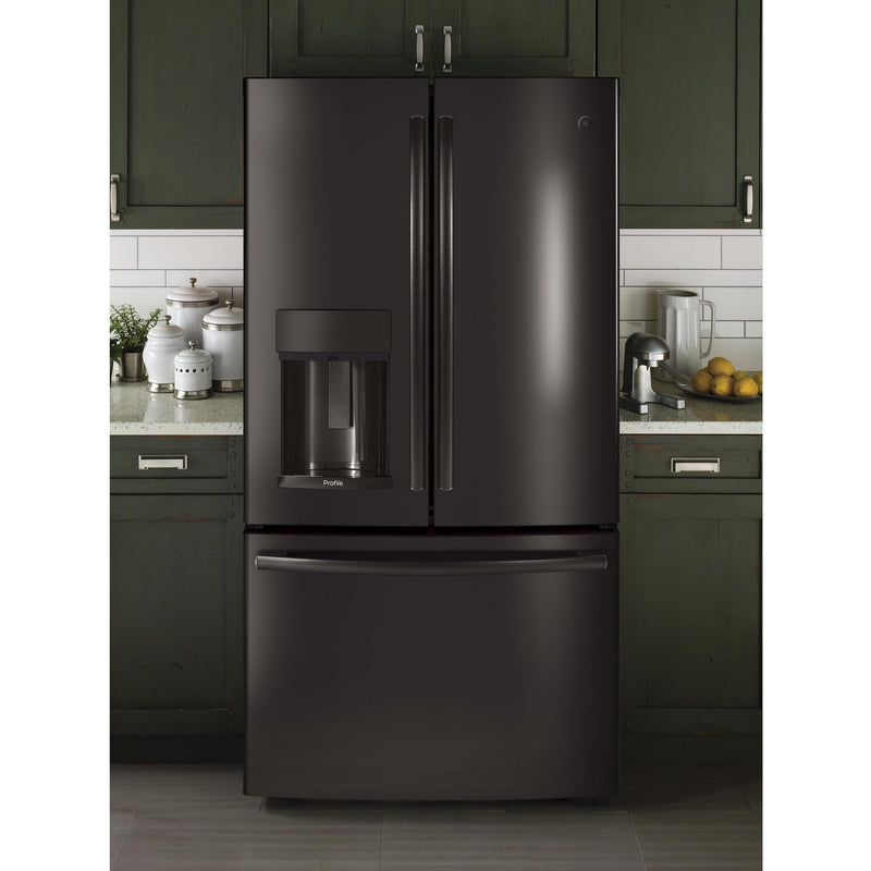 GE Profile 36-inch, 22.2 cu.ft. Counter-Depth French 3-Door Refrigerator with Water and Ice Dispensing System PYE22KBLTS IMAGE 19