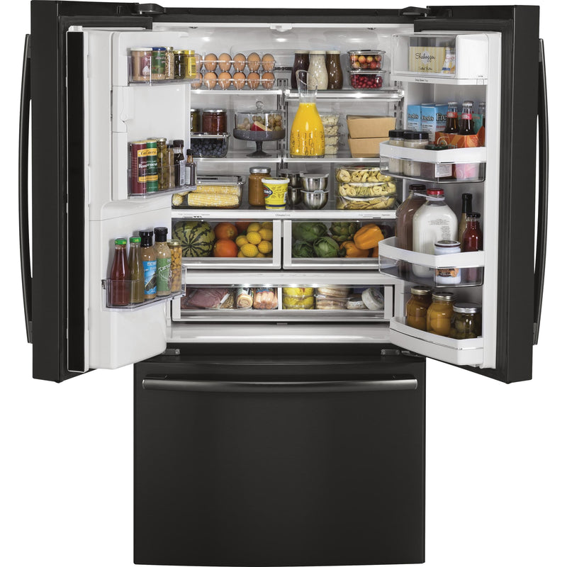 GE Profile 36-inch, 22.2 cu.ft. Counter-Depth French 3-Door Refrigerator with Water and Ice Dispensing System PYE22KBLTS IMAGE 3