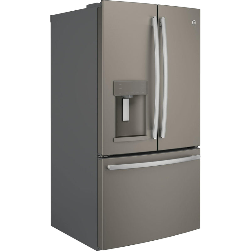 GE 36-inch, 27.8 cu.ft. Freestanding French 3-Door Refrigerator with Ice and Water Dispensing System GFE28GMKES IMAGE 2