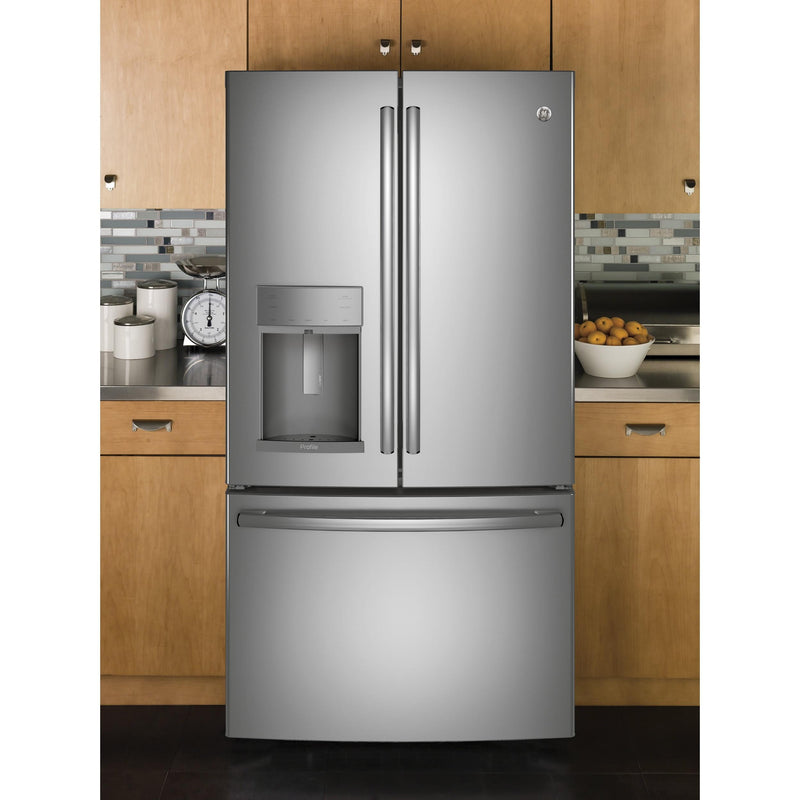 GE Profile 36-inch, 27.8 cu. ft. French 3-Door Refrigerator with Ice and Water PFE28KSKSS IMAGE 19