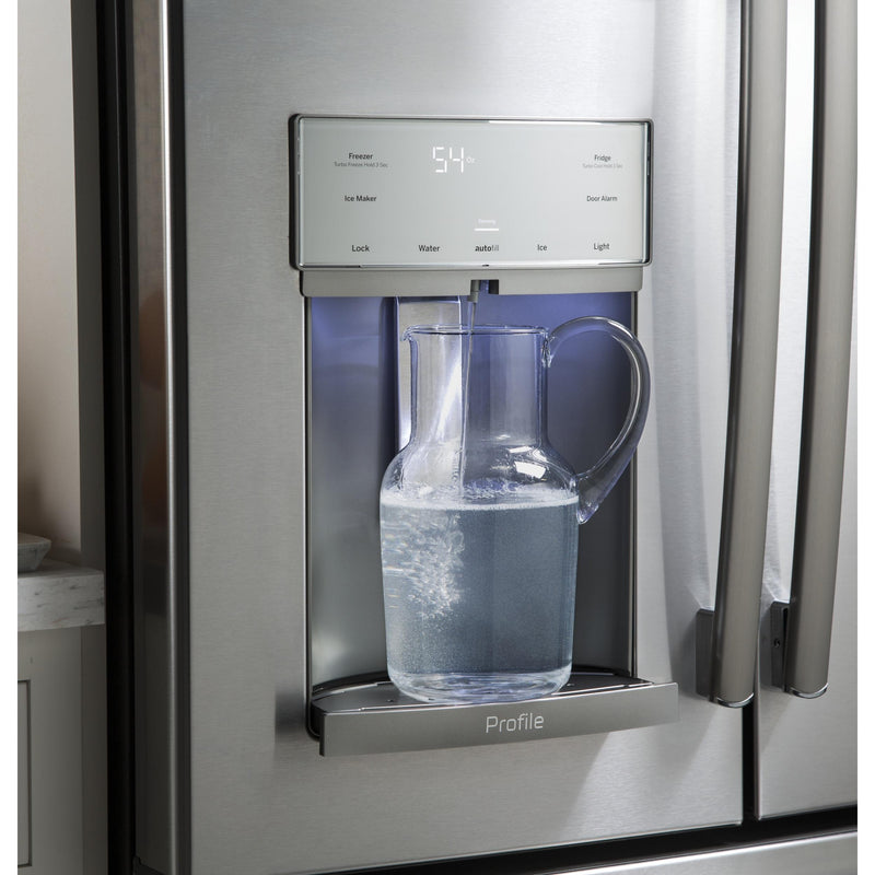 GE Profile 36-inch, 27.8 cu. ft. French 3-Door Refrigerator with Ice and Water PFE28KSKSS IMAGE 6