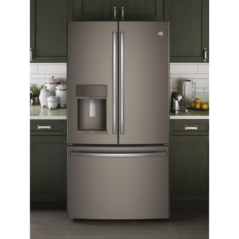 GE Profile 36-inch, 22.2 cu.ft. Counter-Depth French 3-Door Refrigerator with Water and Ice Dispensing System PYE22KMKES IMAGE 13