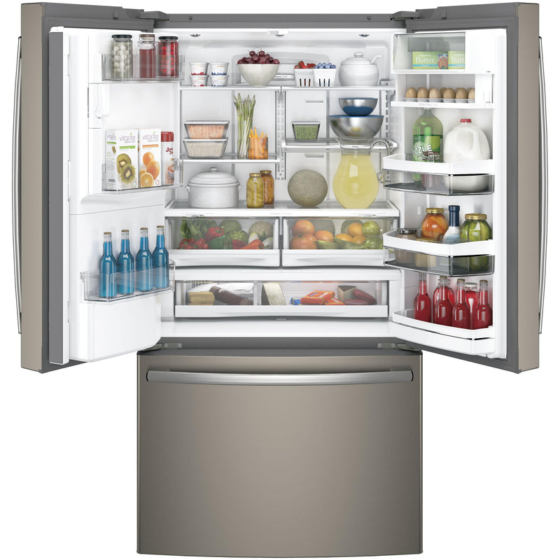 GE Profile 36-inch, 22.2 cu.ft. Counter-Depth French 3-Door Refrigerator with Water and Ice Dispensing System PYE22KMKES IMAGE 3