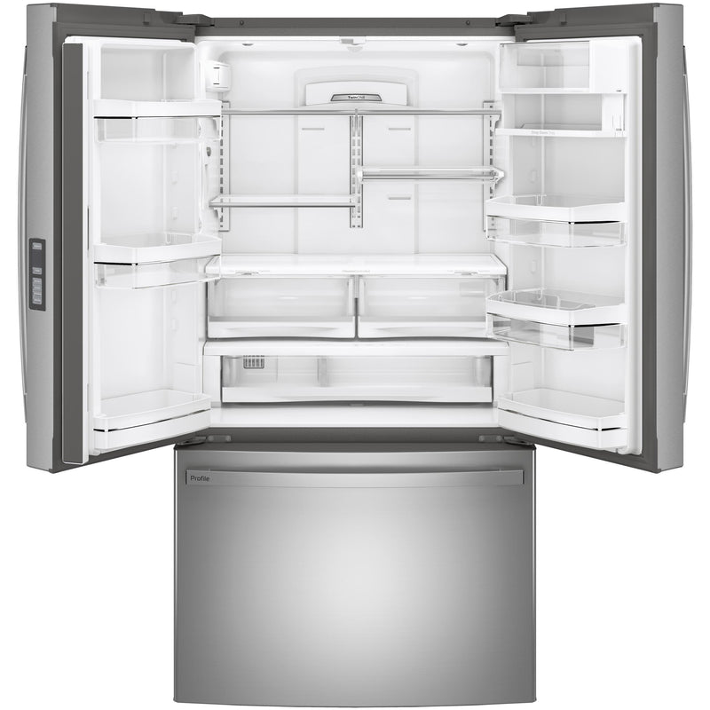 GE Profile 36-inch, 23.1 cu. ft. Counter-Depth French 3-Door Refrigerator with Interior Ice Maker PWE23KYNFS IMAGE 2