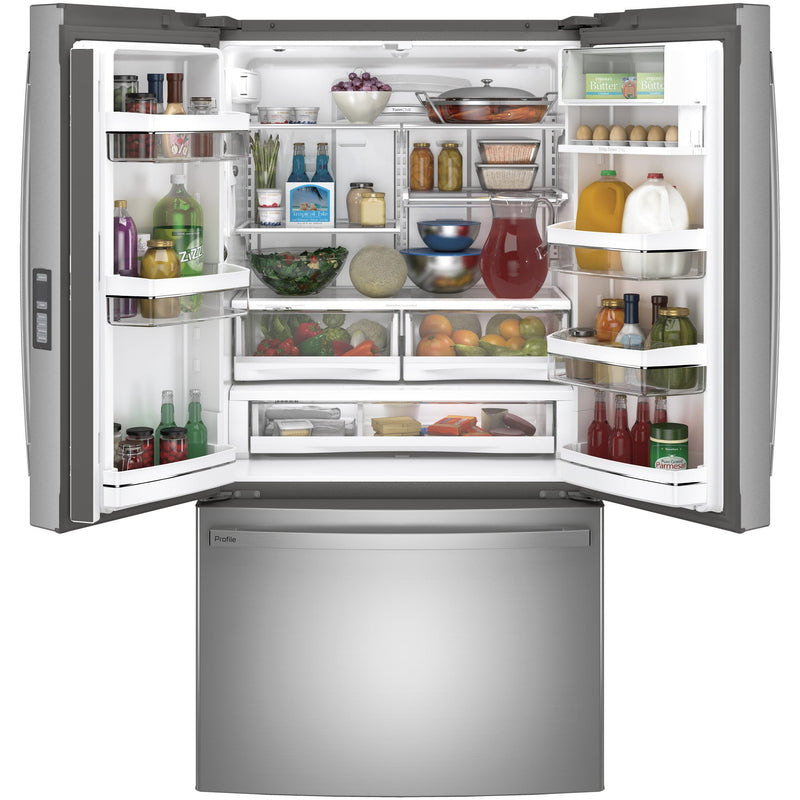 GE Profile 36-inch, 23.1 cu. ft. Counter-Depth French 3-Door Refrigerator with Interior Ice Maker PWE23KYNFS IMAGE 3