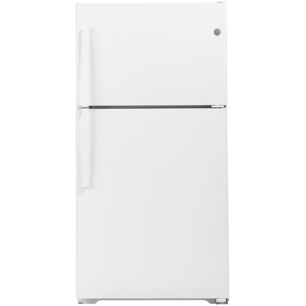 GE 33-inch, 21.9 cu. ft. Top Freezer Refrigerator with edge-to-edge glass shelves GTE22JTNRWW IMAGE 1