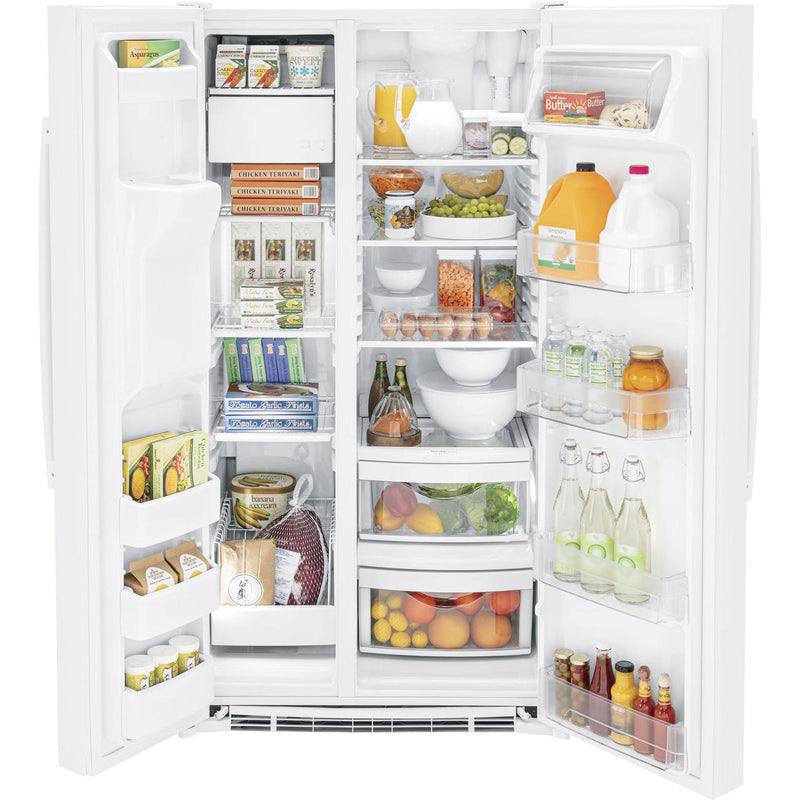 GE 36-inch, 25.3 cu. ft. Side-by-Side Refrigerator with Water and Ice Dispenser GSS25GGPWW IMAGE 3