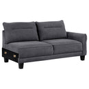 Coaster Furniture Caspian 509540 Upholstered Curved Arm Chaise Sectional Sofa - Grey IMAGE 3