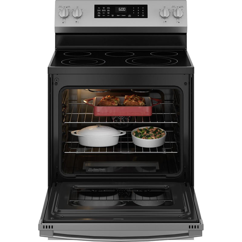 GE 30-inch Freestanding Electric Range with Convection Technology GRF600AVSS IMAGE 2