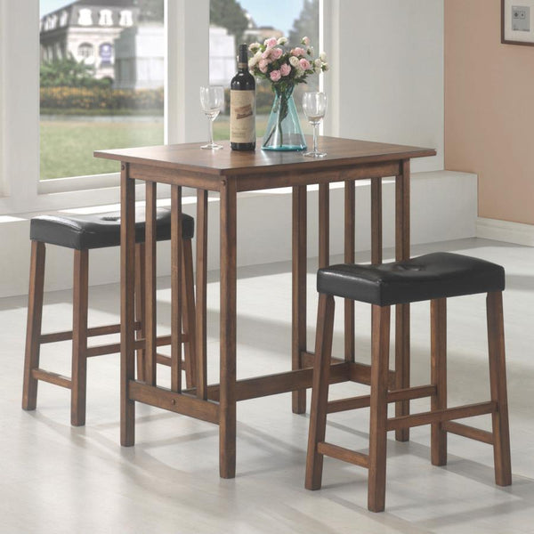 130004 Coaster Oleander 3-piece Counter Height Dining Table Set Nut Brown