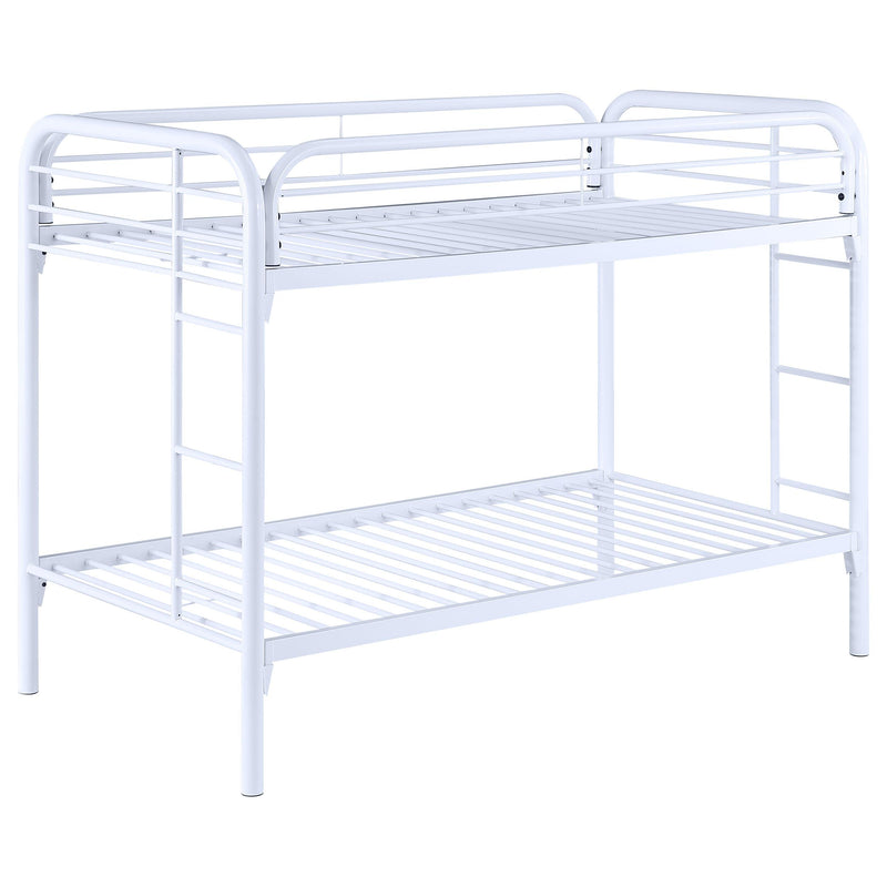 Coaster Furniture Morgan 2256W Metal Twin Over Twin Bunk Bed - White IMAGE 1