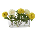 D&W Silks Cream and Yellow Dahlias in Small Aquaria Vase - 212229