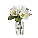 D&W Silks White Magnolias in Glass Vase - 231131