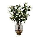 D&W Silks White Spike Flower in Socle Vase - 240101