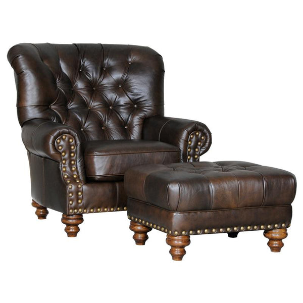 Mayo Furniture Stationary Leather Chair 9310L40 Chair - Newport Cognac IMAGE 1