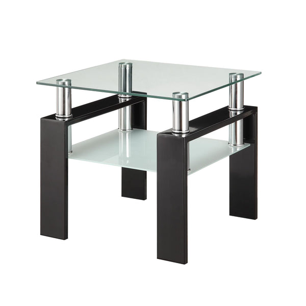 Coaster Furniture Dyer 702287 1-shelf Square Glass Top Side End Table - Black IMAGE 1
