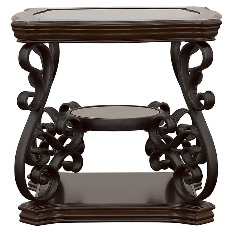 Coaster Furniture Laney 702447 1-shelf Glass Top Rectangular End Table - Deep Merlot IMAGE 5
