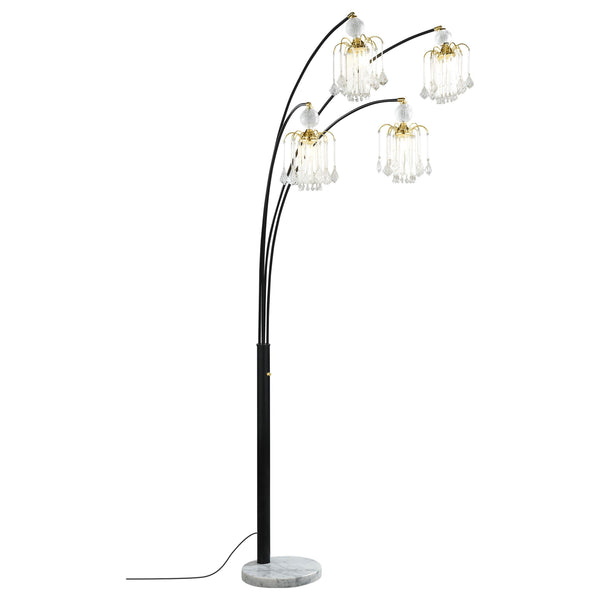  Coaster Furniture Maisel 1771N 91-inch Hanging Crystal Arc Tree Floor Lamp - Black IMAGE 1