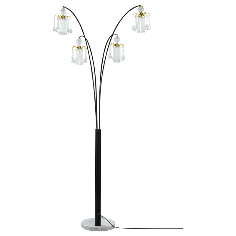  Coaster Furniture Maisel 1771N 91-inch Hanging Crystal Arc Tree Floor Lamp - Black IMAGE 5