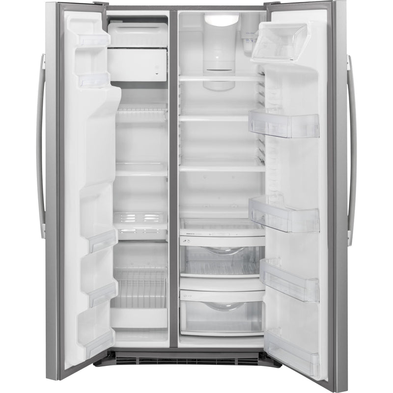 GE 36-inch, 21.9 cu. ft. Counter-Depth Side-by-Side Refrigerator with Ice and Water Dispenser GZS22DSJSS IMAGE 3