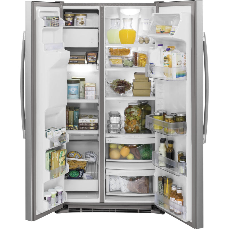GE 36-inch, 21.9 cu. ft. Counter-Depth Side-by-Side Refrigerator with Ice and Water Dispenser GZS22DSJSS IMAGE 4