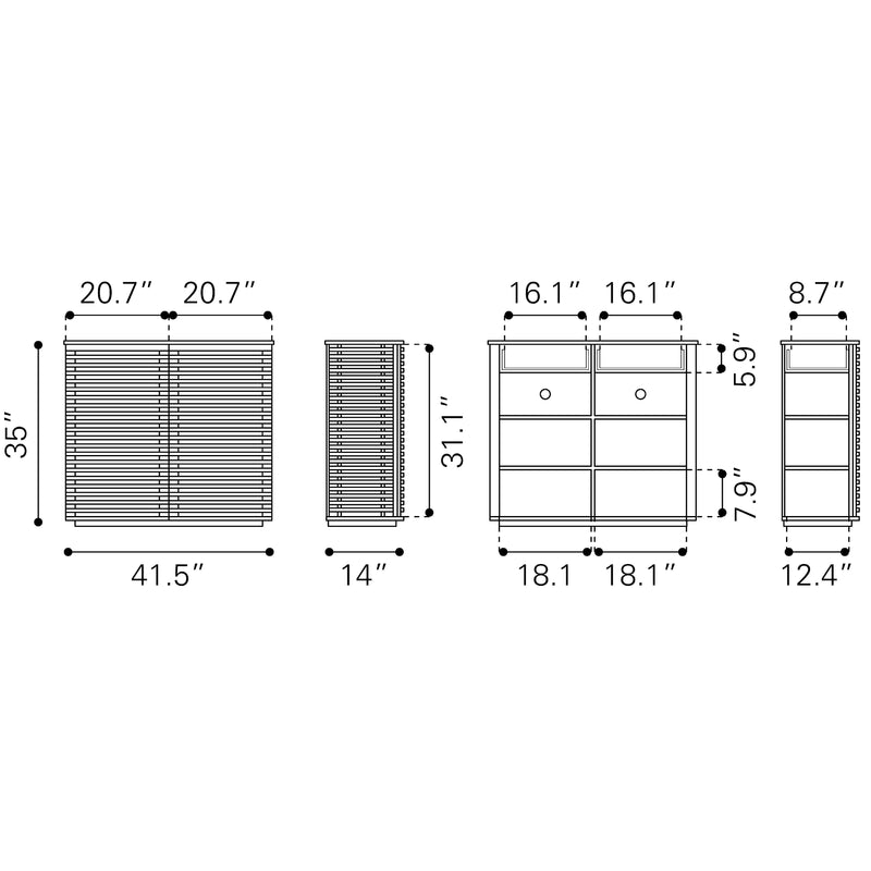 Zuo Linea 199050 Cabinet - Walnut IMAGE 8