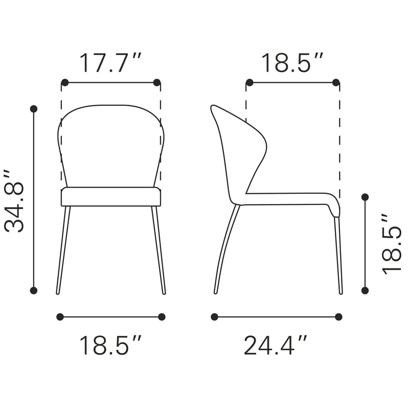Zuo Oulu 100042 Dining Chair - Graphite IMAGE 8