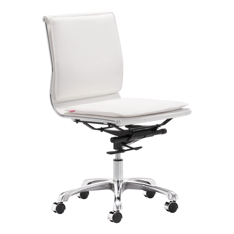 Zuo Lider Plus 215219 Armless Office Chair - White IMAGE 1