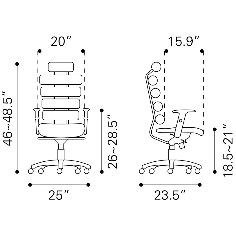 Zuo Unico 205050 Office Chair - Black IMAGE 9