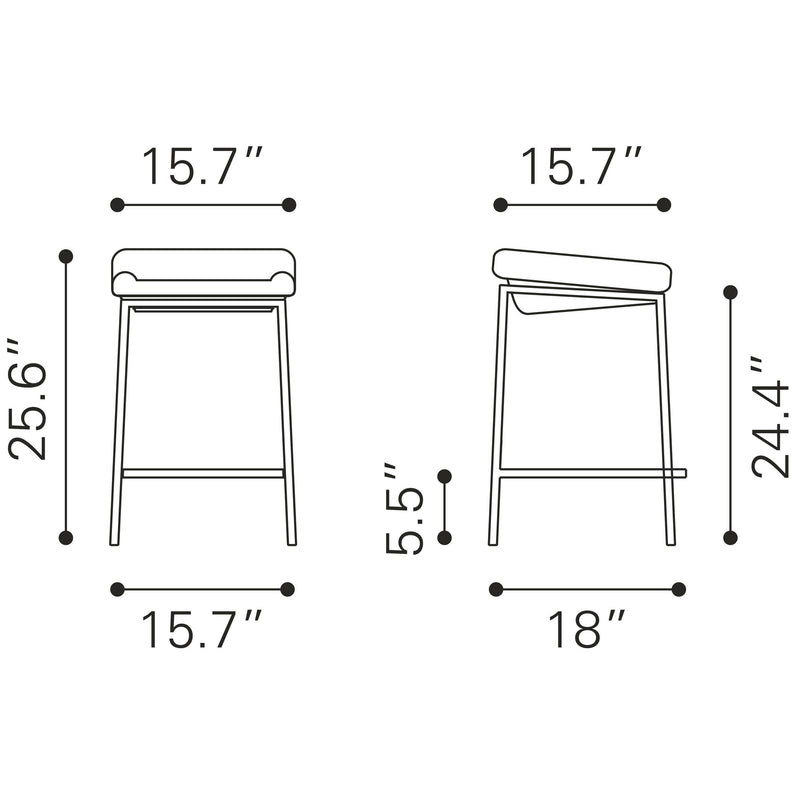 Zuo Lids 300037 Counter Stool - Dark Grey IMAGE 8