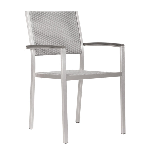 Zuo Metropolitan 701865 Dining Arm Chair - Grey & Silver IMAGE 1