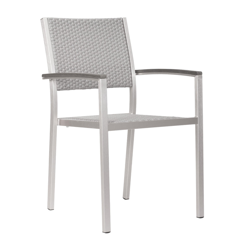 Zuo Metropolitan 701865 Dining Arm Chair - Grey & Silver IMAGE 1