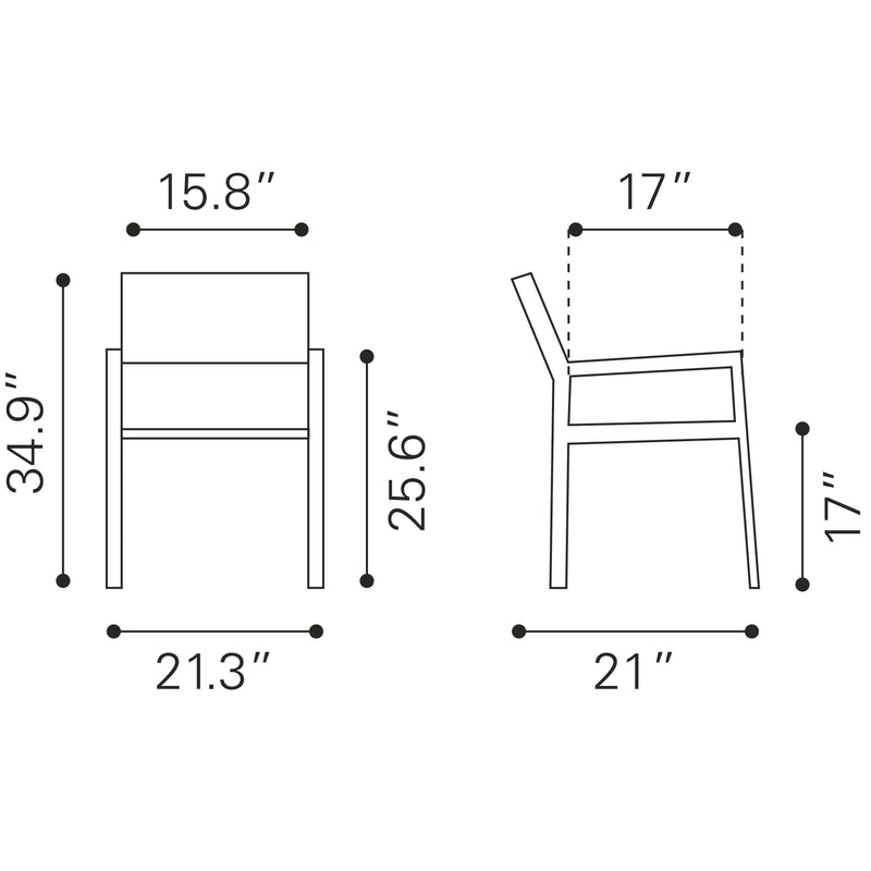 Zuo Metropolitan 701865 Dining Arm Chair - Grey & Silver IMAGE 9