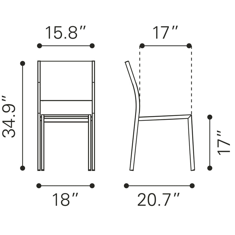 Zuo Metropolitan 701866 Armless Dining Chair - Grey & Silver IMAGE 8