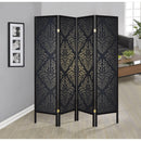  Coaster Furniture Haidera 901632 4-Panel Room Divider Folding Screen - Black Damask IMAGE 2
