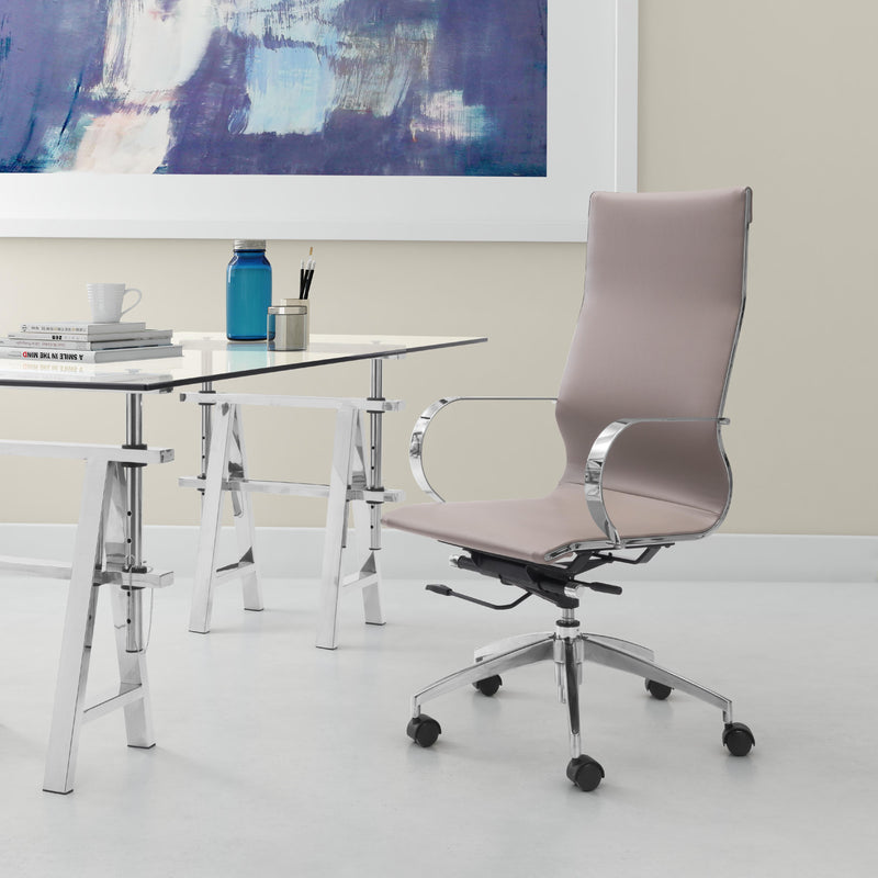 Zuo Glider 100373 High Back Office Chair - Taupe IMAGE 7