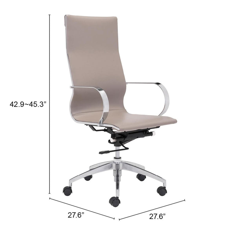 Zuo Glider 100373 High Back Office Chair - Taupe IMAGE 8