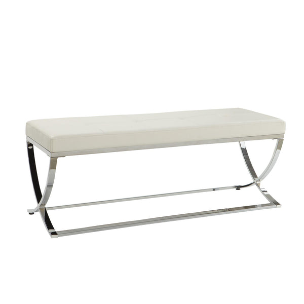  Coaster Furniture Walton 501157 Leatherette Upholstered Tufted Accent Bench - White IMAGE 1