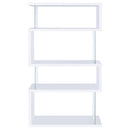  Coaster Furniture Emelle 800300 63-inch 4-shelf Glass Panel Bookshelf - White IMAGE 2