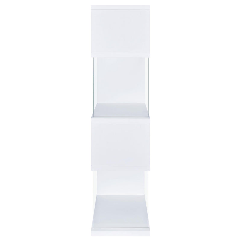  Coaster Furniture Emelle 800300 63-inch 4-shelf Glass Panel Bookshelf - White IMAGE 3