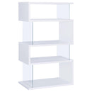  Coaster Furniture Emelle 800300 63-inch 4-shelf Glass Panel Bookshelf - White IMAGE 4