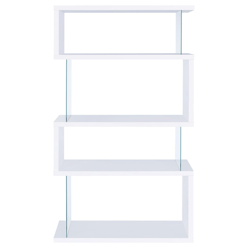  Coaster Furniture Emelle 800300 63-inch 4-shelf Glass Panel Bookshelf - White IMAGE 5