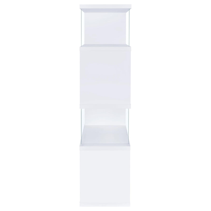  Coaster Furniture Emelle 800300 63-inch 4-shelf Glass Panel Bookshelf - White IMAGE 6
