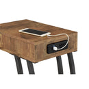  Coaster Furniture Troy 900577 1-Drawer C-Shaped Side Table Power Outlet - Rustic Nutmeg IMAGE 2