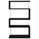  Coaster Furniture Emelle 800340 63-inch 4-shelf Glass Panel Bookshelf - Black IMAGE 2