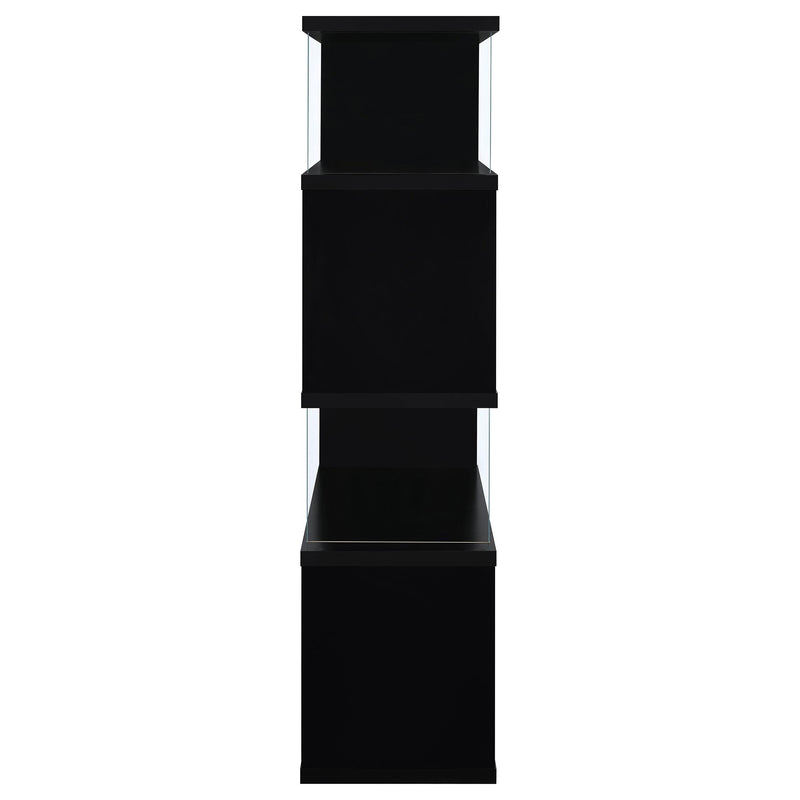  Coaster Furniture Emelle 800340 63-inch 4-shelf Glass Panel Bookshelf - Black IMAGE 3