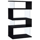  Coaster Furniture Emelle 800340 63-inch 4-shelf Glass Panel Bookshelf - Black IMAGE 4